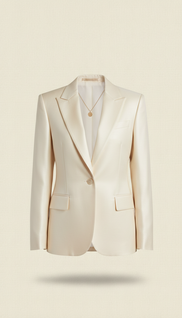 Ivory Silk Tailored Blazer