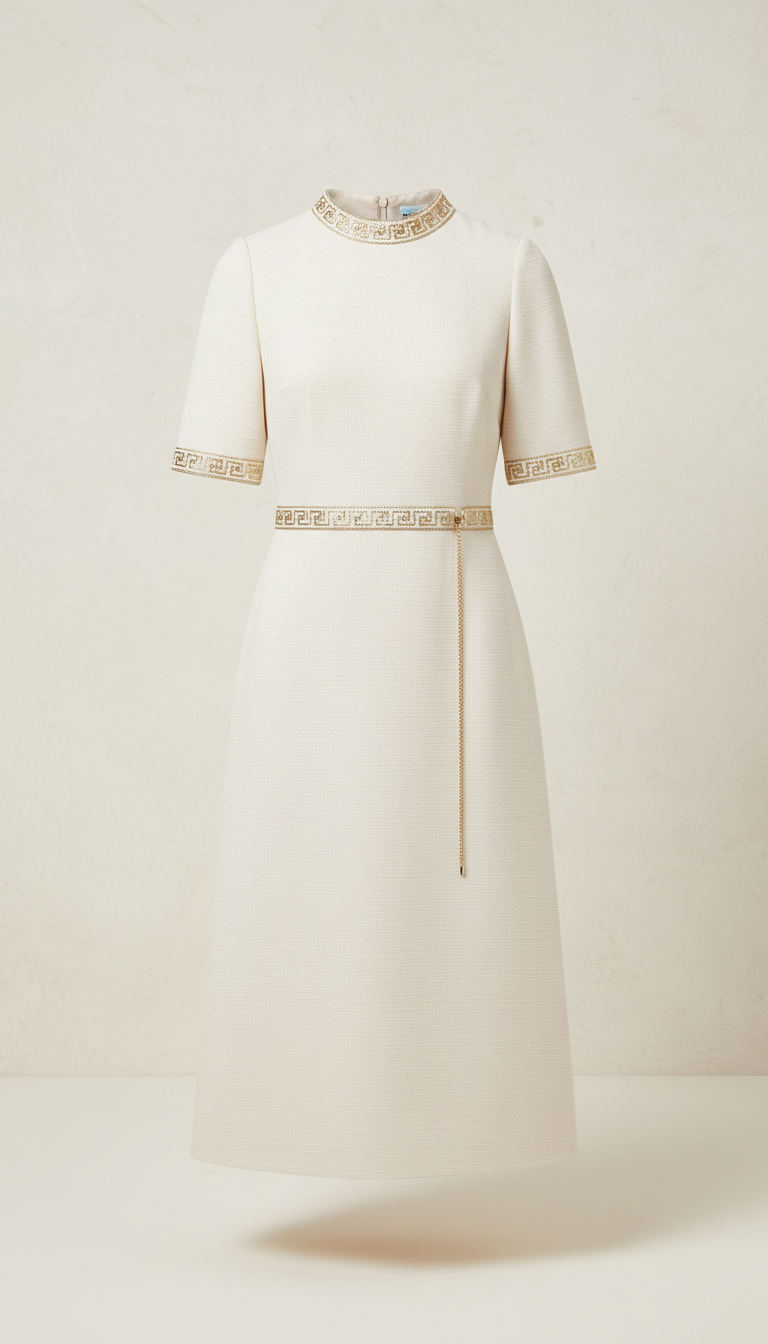 Signature Gold Accent Midi Dress